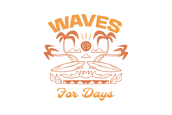 Waves for Days Retro Summer T-shirt Design Product Image 1