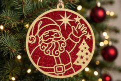 Waving Santa Christmas Ornament SVG,Laser Cut File Product Image 1