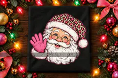 Waving Santa PNG with Pink Leopard Hat Product Image 3