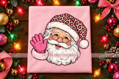 Waving Santa PNG with Pink Leopard Hat Product Image 4