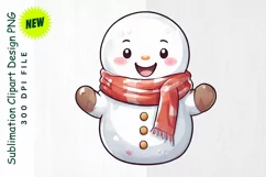 Waving Snowman in Scarf & Mittens Clipart Product Image 1