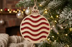 Wavy Christmas Bauble SVG Laser Cut Ornament Design File Product Image 1