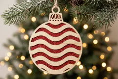 Wavy Christmas Bauble SVG Laser Cut Ornament Design File Product Image 2