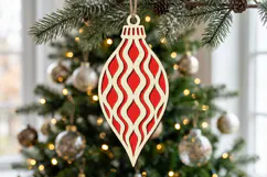 Wavy Christmas Ornament SVG Laser Cut, Holiday Decor File Product Image 2