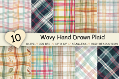 Wavy Hand Drawn Plaid Digital Paper, Seamless Watercolor Pattern Bundle, Printable Scrapbook Paper, Playful Organic Design Collection