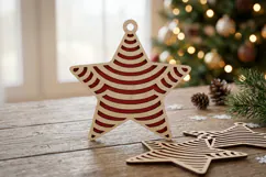 Wavy Wooden Christmas Star SVG Red Ripple Ornament Product Image 2