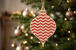 Wavy Zigzag Christmas Ornament SVG Wood Laser Cut Product Image 2
