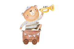 Watercolor Cute Animals Parade Train Elephant Bear Rabbit Product Image 4