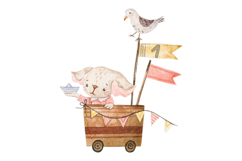 Watercolor Cute Animals Parade Train Elephant Bear Rabbit Product Image 5
