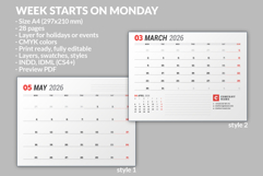 Wall Calendar 2026 Week Start on Monday Product Image 2