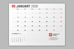 Wall Calendar 2026 Week Start on Monday Product Image 4