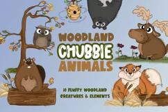 Woodland Chubbie Animals|Woodland Clipart|Forest Animal PNGs Product Image 1