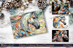 Stained Glass Christmas Horse Cutting Board Designs Product Image 1