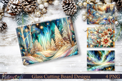 Christmas Floral Glass Cutting Boards PNG Product Image 1