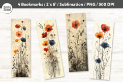 Watercolor Wildflower Bookmarks , Printable Crafts, 4 PNG Product Image 1