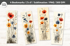 Watercolor Wildflower Bookmarks , Printable Crafts, 4 PNG Product Image 1