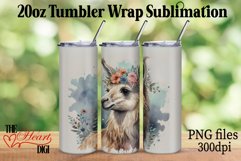Llama 20oz Tumbler Wrap PNG, Cute Llama Tumbler PNG Product Image 1