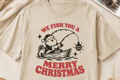 We Fish You A Merry Christmas SVG, Fishing Santa PNG Design Product Image 2