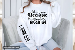 We love because- Christian Sleeve T-Shirt Design Product Image 3