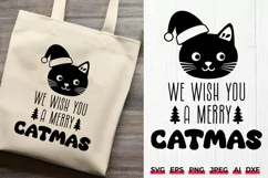 We Wish You a Merry Catmas SVG | Christmas Cute Cat Design Product Image 1