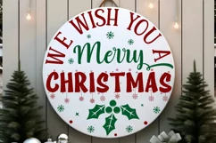 We Wish You A Merry SVG ,Christmas Round SVG Design Product Image 3