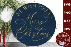Christmas Round Sign Svg, We Wish You A Merry Christmas Product Image 1