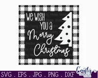 Wish You Merry Christmas Buffalo Plaid Farmhouse Sign Svg Product Image 2