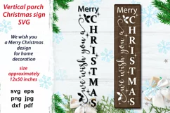 Cute Xmas SVG design We wish you a Merry Christmas with stars and decor elements for vertical porch sign, home season decoration.