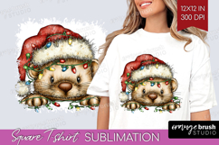 Weasel Tangled In Christmas Lights Square Tshirt Background Product Image 1