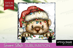 Weasel Tangled In Christmas Lights Slate PNG Funny Xmas Product Image 1