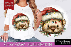 Weasel Tangled In Christmas Lights Round Tshirt Background Product Image 1