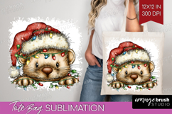 Weasel Tangled In Christmas Lights Tote Bag Funny Xmas Tote Product Image 1