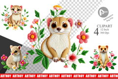 Weasel Embroidery Clipart Product Image 1