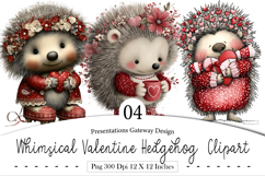 Whimsical Valentine Hedgehog Clipart Product Image 1