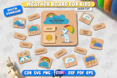 Weather Board For Kids Laser Cut Design, Montessori Weather Product Image 1