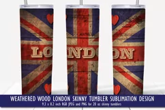 Vintage Wooden Union Jack London Tumbler Sublimation Product Image 1
