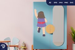 Girl Greeting with Back View Wardrobe Sticker Product Image 1