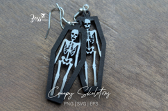 Skeleton in Casket Earrings SVG | Halloween Laser Cut File Product Image 2