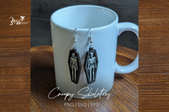Skeleton in Casket Earrings SVG | Halloween Laser Cut File Product Image 3