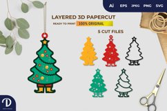 3D Papercut Christmas Tree Layered Template Product Image 1