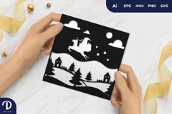 Journey of Santa on Christmas Night Illustration Papercut Product Image 1