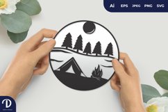 Bonfire with Nature View Round Papercut Product Image 1
