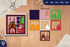 3D Shadowbox Santa Claus Visit Home Layered Papercut Product Image 1