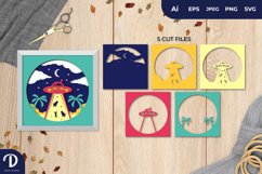 3D Shadowbox UFO Sucking Up Layered Papercut Product Image 1