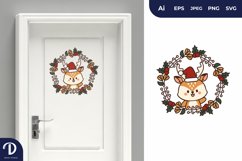 Cute Deer in Round Wreath Door Sticker Product Image 1