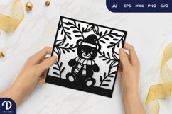Bear with Christmas Clothes on Christmas Eve Papercut Product Image 1