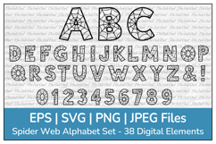 Spider Web Letter Alphabet and Number Vector Clipart Product Image 1