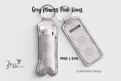 Gray and Pink floral Vine Lip Balm Holder Sublimation Design Product Image 1