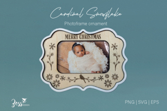 Cardinal with snow flakes | Photo Frame Christmas ornament Product Image 1