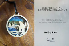 Laser cut Ice Fishing Layered Christmas Tree Ornament Product Image 1